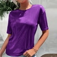 thumbnail image 4 of Posijego Women's Metallic T Shirts Glitter Sparkly Short Sleeve Tops Going out Tees Party Club Blouses, 4 of 7
