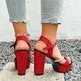 thumbnail image 5 of Women'sandals Women Fashionable Casual Style Comfortable French Plus Size One Line High Heels With Shiny Diamond Temperament Versatile And Beautiful Sandals,Red,39, 5 of 9