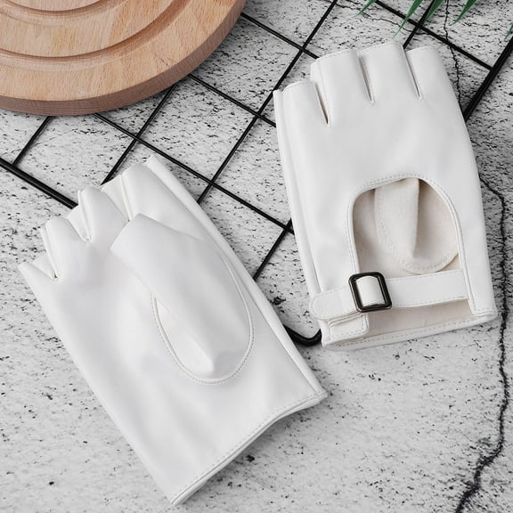 FRCOLOR Masteelf Gloves 1 Pair Elegant White Fingerless for Women with Finger Holes