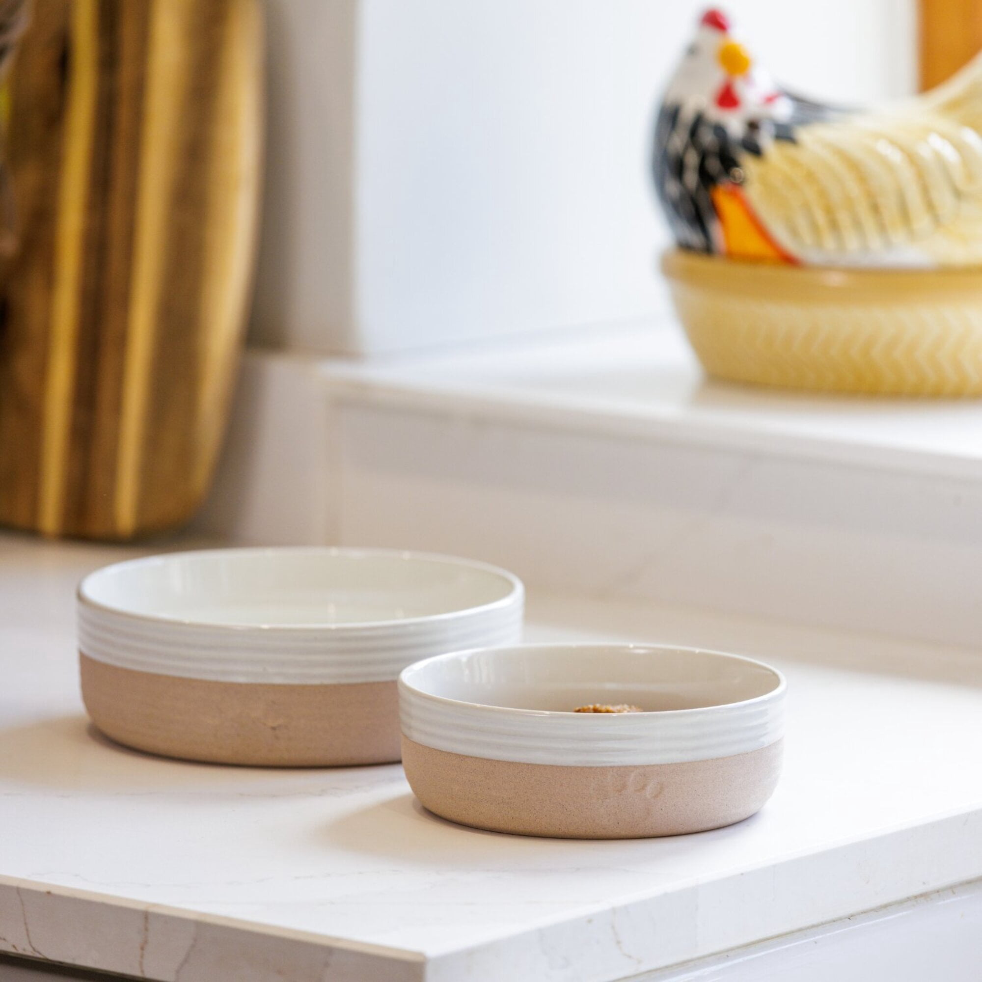 Mason Cash: Heart Paw Pet Bowl - 5.9", 16.9oz - Cream & Tan - Durable Ceramic Food-Water Dish, Microwave-Dishwasher Safe, Dog & Cat Feeding-Hydration