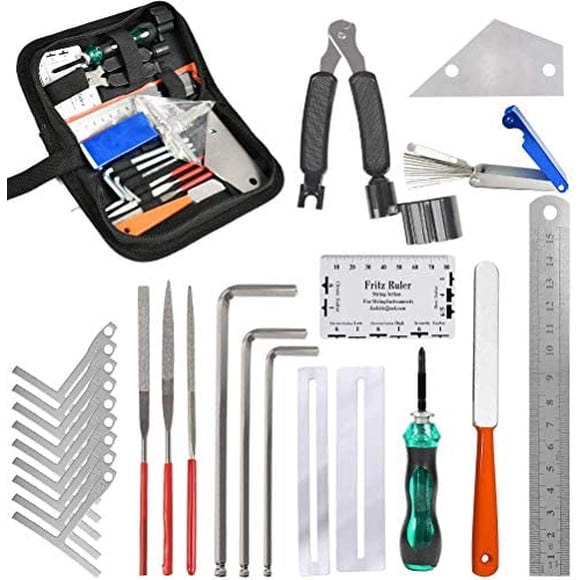TIMESETL Guitar Repairing Maintenance Tools Kit String Organizer String Action Ruler Gauge Measuring Tool Hex Wrench