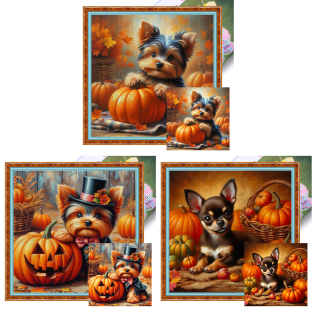Hilo Algodón Bordado Punto Cruz Yorkshire Terrier Con 11CT 50x50cm
