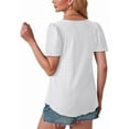 thumbnail image 5 of YOTMKGDO Short Sleeve Crew Neck Shirt | Women's Puffed Sleeve Hole Hollow Casual T Shirt, summer tops for women (White, XL), 5 of 6