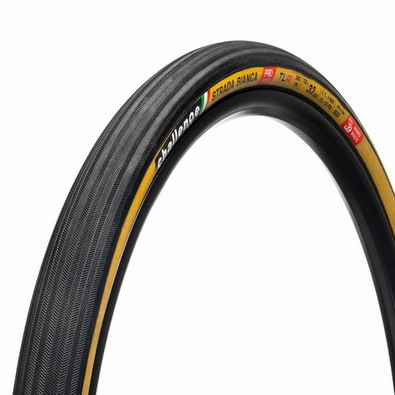 Challenge Strada Bianca Pro Tire Tubeless, Folding, Black/Tan, Handmade 700 x 33