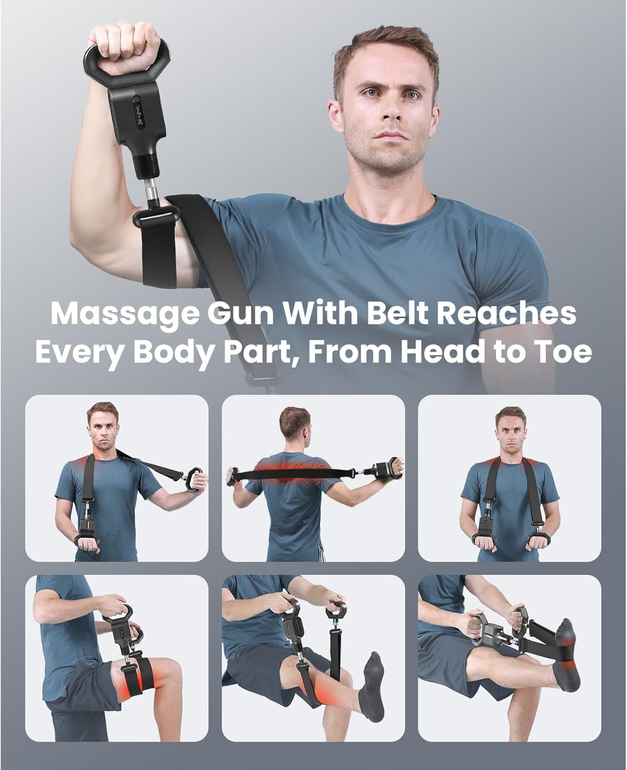 BOB AND BRAD Massage Gun&Adjustable Massage Belt for Muscle Relaxtion,Pain Relief,Dual-Purpose Deep Tissue sWave 2-in-1 Massage Gun with Strapfor Athletes, Therapists &Everyone