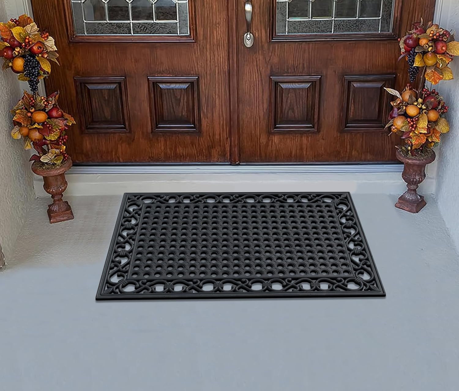 A1HC Natural Rubber Outdoor Doormat 24"x36", Heavy Duty Entryway Mat for Outside, Scrapes Dirt, Easy to Clean, Durable Front Door Mats for Patio, Porch, or Busy Areas