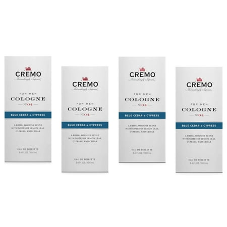 Cremo Cologne For Men Blue Cedar & Cypress 3.4 Fl. Oz. - Pack of 4