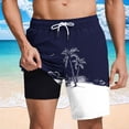 thumbnail image 4 of Iyufng Mens Double Layer Lining Shorts Summer Fashion Printed Beach Shorts with Pockets , Elastic Waistband, Drawstring, 4 of 7