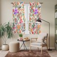 thumbnail image 6 of Watercolor Floral Kitchen Curtains 63 Inch Length, Retro Botanical Flowers Leaves Spring Beige Tiers Curtains for Living Room Berdoom, Light Filtering Drapes Window Treatment 2 Panels 42"Wx63"L, 6 of 8