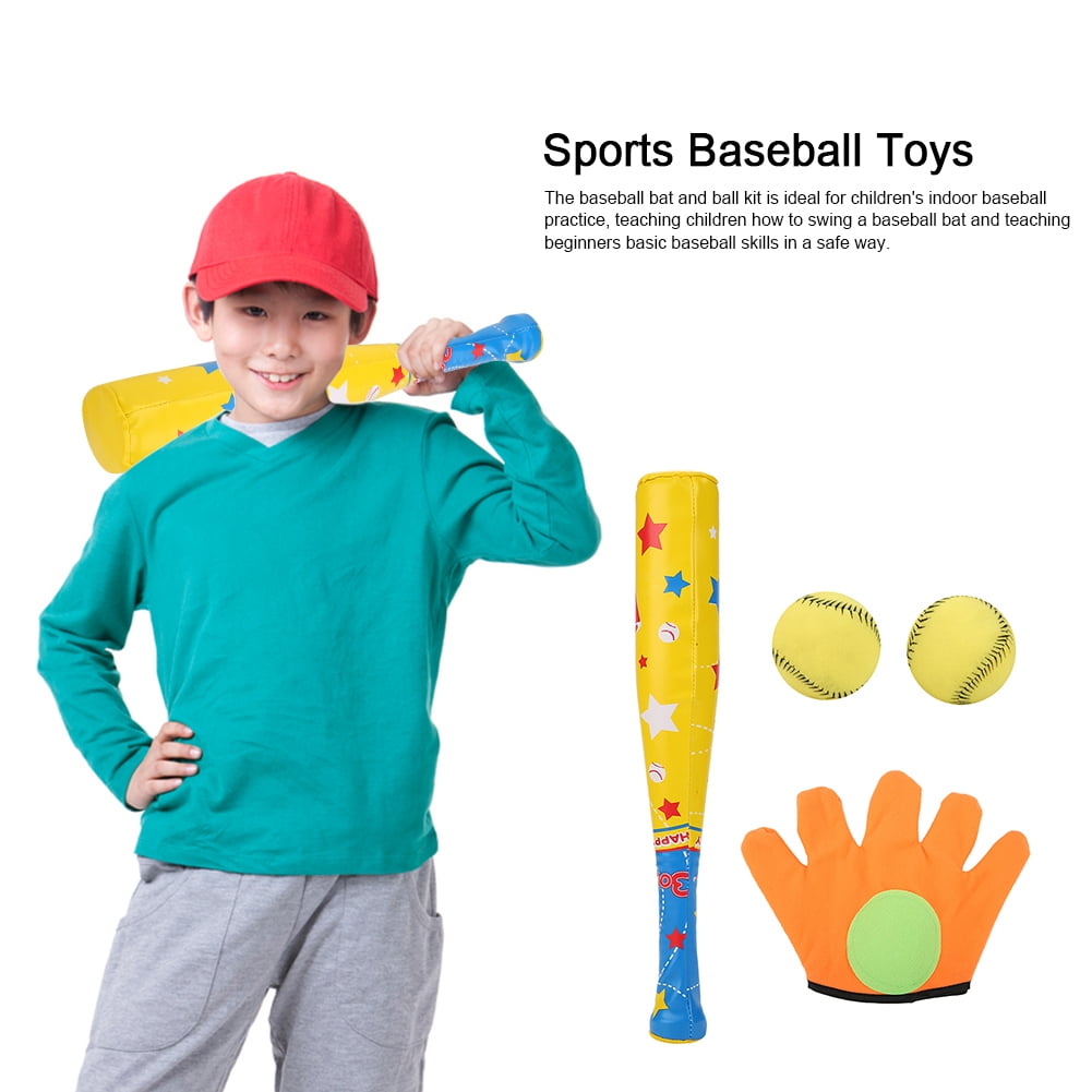 Yunt-11 4PCS Kids Foam Baseball Bat Set Toys ，Includes Bat，2 Ball，Glove Indoor Soft Safe Baseball Set for Boys Girls,Improves Batting Skills