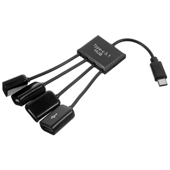 TITINICE 1Set USB Hub Converter 4 Ports Extension Cable Compatible with Otg Devices for Pc Black