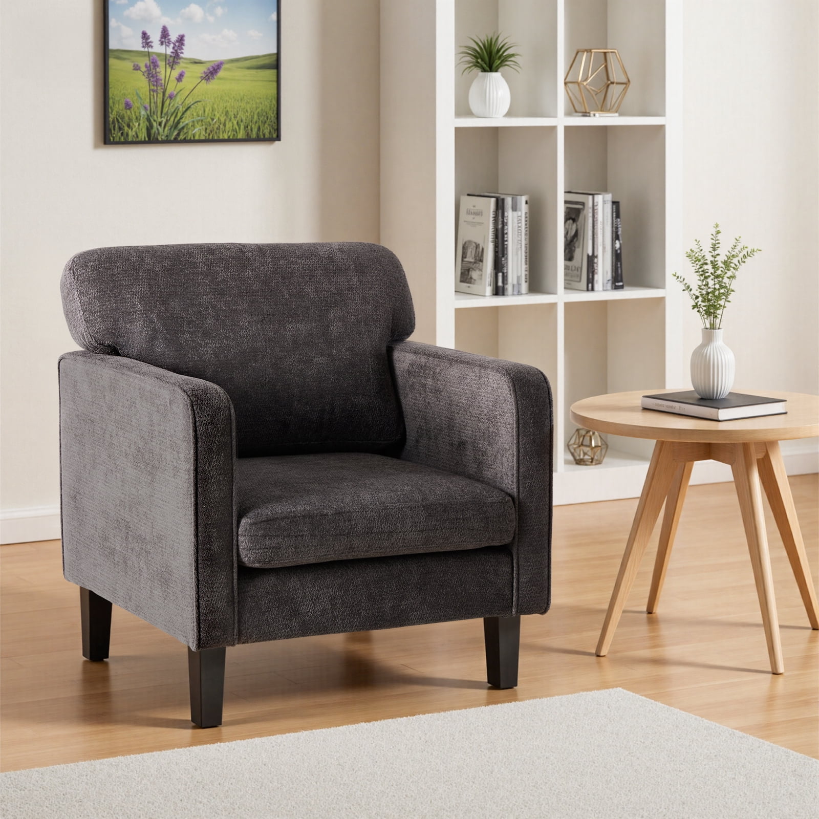 GIANNA Fabric Accent Chair with Supportive Backrest and Armrest, Modern Comfy Chair for Living Room, Bedroom, or Office, Grey