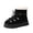 Black, variant on Women Fleece Lace-up Round Ankle Boots Flat Sole Solid Casual Short Boots Plus Size for Daily Casual Indoor Outdoor