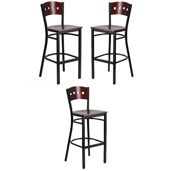 Home Square 32" Bar Stool in Mahogany Finish - Set of 3
