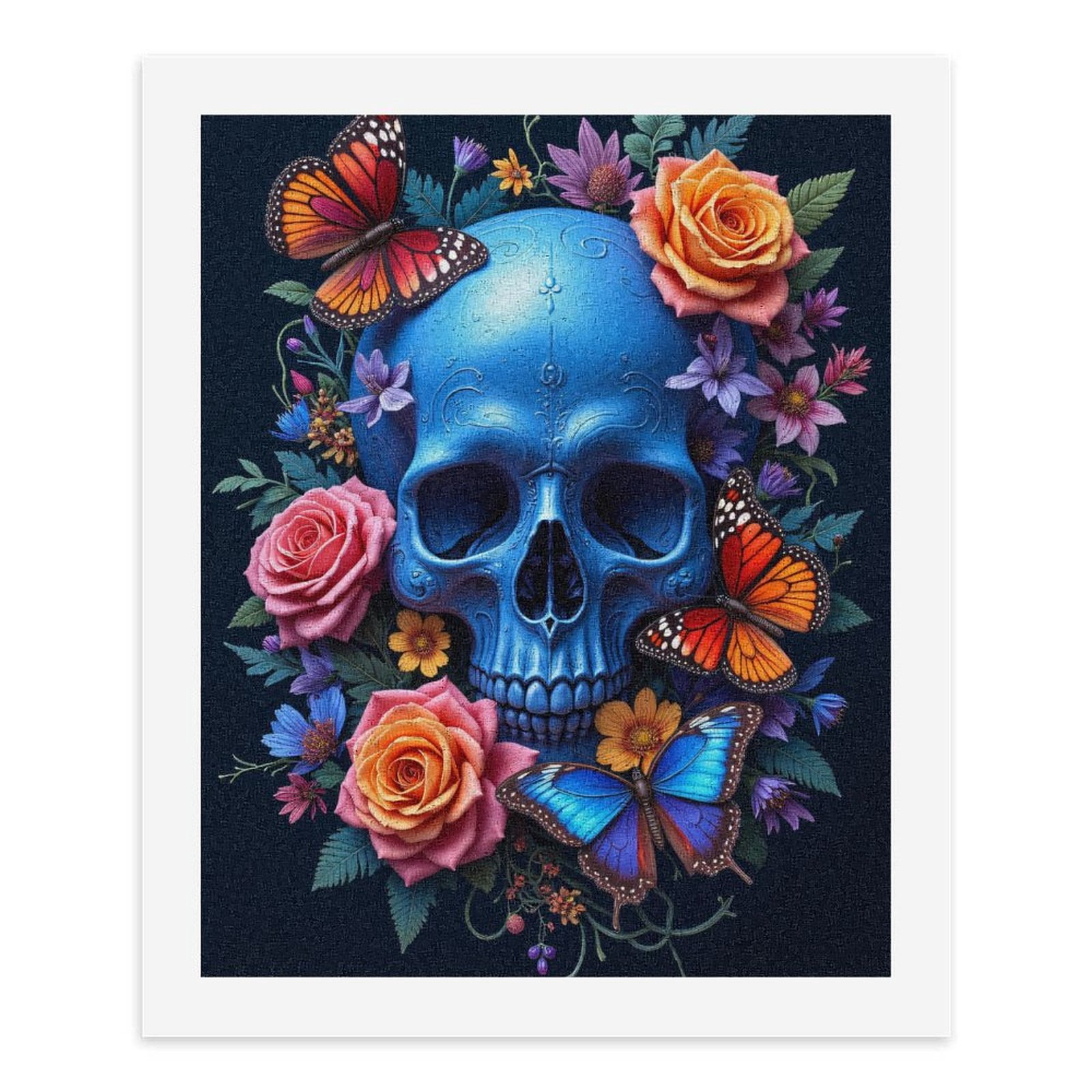 Paint By Numbers Kit for Adults Beginner - DIY Skull Floral Butterflies Art Canvas Painting Kits for Adults, Frameless Paint By Number for Adults for Home Wall Decor 16x20 Inch