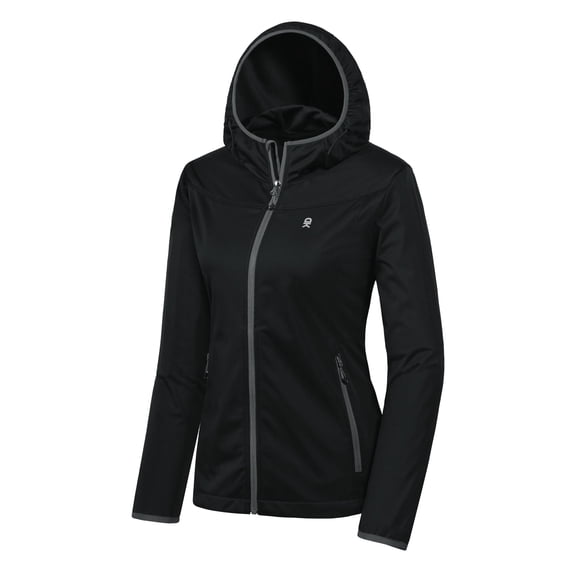 Little Donkey Andy Veste Coquille Souple Légère à Capuche pour Femmes pour Course Voyage Randonnée, Coupe-Vent, Déperlant Noir Taille TG