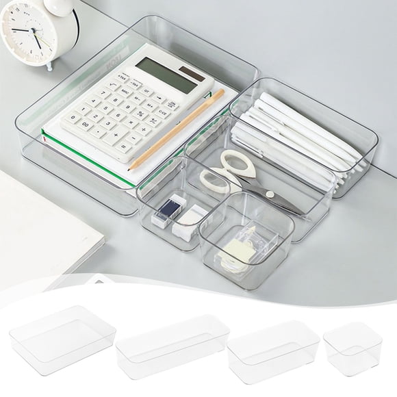 Xihbxyly Artículos En Exceso Liquidación Todo Organizadores de Cajones y Compartimentos para Escritorio, Armario de Escritorio, Organizador de Escritorio de Plástico Rectangular, Caja Pequeña, Combin