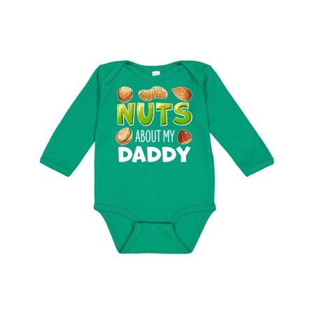 

Inktastic Nuts About My Daddy Peanut Almond Pistachio Gift Baby Boy or Baby Girl Long Sleeve Bodysuit