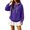 Purple, variant on Yungyresw Solid Color Sweatshirs for Women Drawstring Hoodie Ribbed Hem Long Sleeve Pullover Oversized Fit Kangaroo Pocket Winter Layering
