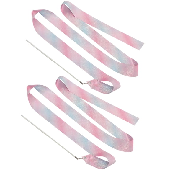 AURARMLET Ribbon Dancing Wands Long Ribbon Decorative Props Red Handle Exercise Twirling 2Pcs