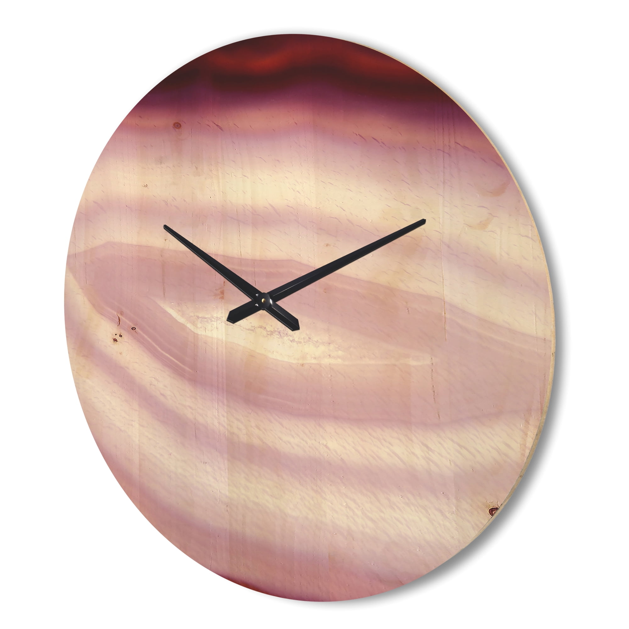Designart 'Micro Pink Agate Geode Geological Crystals ' Modern Wood Wall Clock