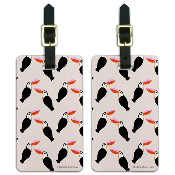 Toucan Bird Kiss Pattern Luggage ID Tags Suitcase Carry-On Cards - Set of 2