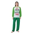 thumbnail image 2 of KelaJuan Christmas Family Pajamas Matching Set Letter Print Long Sleeve Tops and Green Plaid Pants Sleepwear, 2 of 8