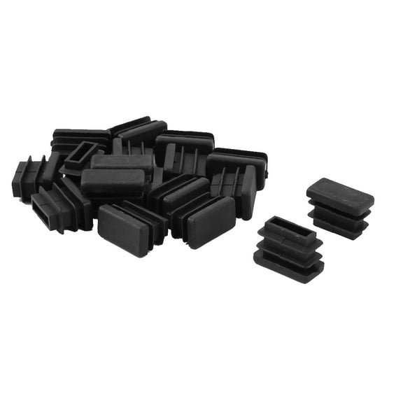Unique Bargains 16 Pcs Antislip Plastic Rectangle 20mm x 10mm Chair Foot Cover Table Furniture Leg Protector Black