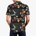 thumbnail image 4 of Balery Butterfly with Fowers Printed Men’s Short Sleeve Polo Shirt, Midweight Men's Shirt,Golf Polo shirts -, 4 of 9