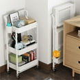 thumbnail image 4 of Alexent 3-Tier Modern Metal Storage Utility Rolling Cart with Foldable in White, 4 of 27
