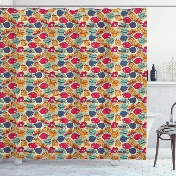 Christmas Shower Curtain, Cheerful Surprise Pattern Different Colorful Present Boxes New Year Celebration, Fabric Bathroom Set with Hooks, 69W X 84L Inches Extra Long, Multicolor, by Ambesonne