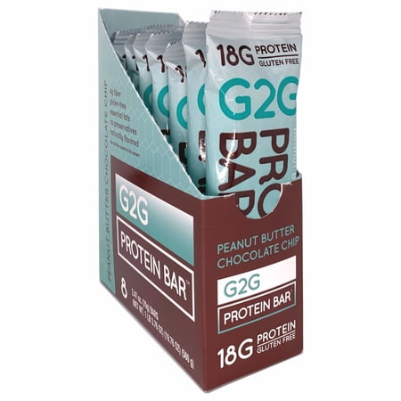 G2G Protein Bar  Peanut Butter Chocolate Chip  Gluten-Free  Clean Ingredients  Refrigerated for Freshness  (Pack of 8)