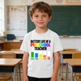 thumbnail image 4 of Boys White Funny Kids T-Shirt, Preschool Teacher Battery Life Humor Graphic Tee, Cotton Shirt for Teacher Appreciation Gift & Back to School,Size 4 T, 4 of 8