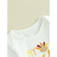 thumbnail image 6 of Wassery Infant Girl Thanksgiving Outfits Set Clothes 3M 6M 12M 18M Baby Girl Long Sleeve Letter Print Romper Tops and Turkey Print Pants Hat Sets 3Pcs Casual Autumn Clothing for Newborn Girl, 6 of 9