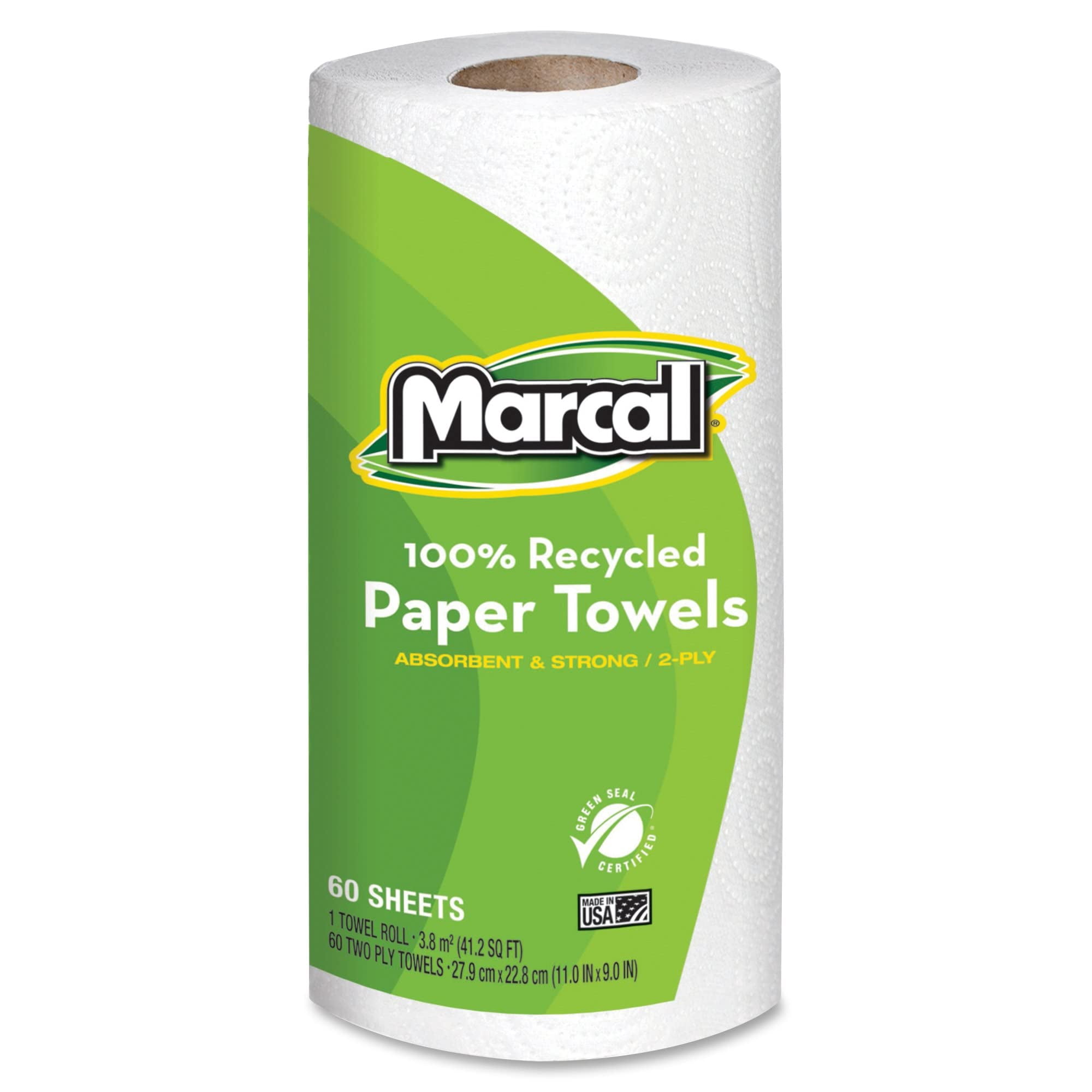 Marcal® Small Steps™ 100% Recycled 2-Ply Paper Towels, 60 Sheets Per Roll, Case Of 15 Rolls