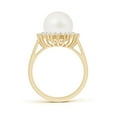 thumbnail image 2 of ANGARA Freshwater Cultured Pearl Ring with Floral Halo in 14K Yellow Gold for Women | June Birthstone, Birthday, Anniversary, Jewelry Gift for Women | Natural Pearl Ring, 2 of 8