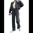 thumbnail image 1 of Conjuntos de Salón para Mujer, Conjunto Deportivo de 2 Piezas, Sudadera, Pantalón Deportivo de Pierna , Conjunto Deportivo A Juego Gris Oscuro XL, 1 of 8