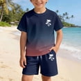 thumbnail image 4 of Ulitacool 2-3 Years Toddler Outfits For Girl Short Sleeve Gradient Print Crewneck Tops Lightweight Shorts Summer Sportwear Basic Clothing Navy, 4 of 6