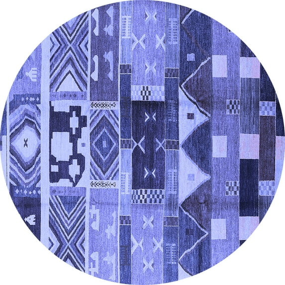 Ahgly Company Indoor Round Oriental Blue Industrial Area Rugs, 6' Round