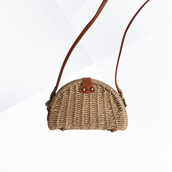 PBPBOX Woven Shoulder Bag Rattan Bag Handbag Practical for Women Daily Use 8.1*2.4*5.5in 1Pcs