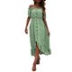 thumbnail image 1 of VISgogo Vestido de mujer, estampado floral, hombros descubiertos, manga corta, decoración de botones, dobladillo con volantes, vestido de blusón VISgogo  moda, 1 of 9
