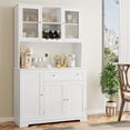thumbnail image 2 of Juiluna 71" Tall Kitchen Pantry Cabinet with Large Drawers, Freestanding Kitchen Bar Cabinets, Hutch Cabinet with Open Countertop, Farmhosue Coffee Bar Cabinet for Living Room, Dining Room, White, 2 of 9