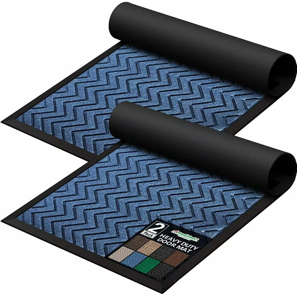 2 Pack Large Outdoor Door Mats Rubber Shoes Scraper 36" x 24" for Front