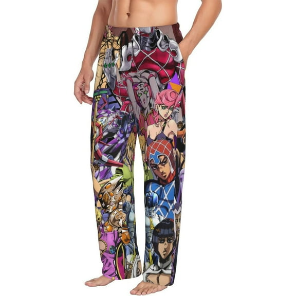 Mens JoJo Bizarre Adventure Pajama Pants Soft Lightweight Pajama Pants Cartoon Pajama Bottoms