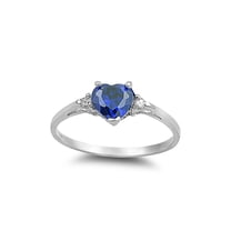 Simulated Sapphire Cubic Zirconia Heart Promise Ring 925 Sterling Silver Size 9