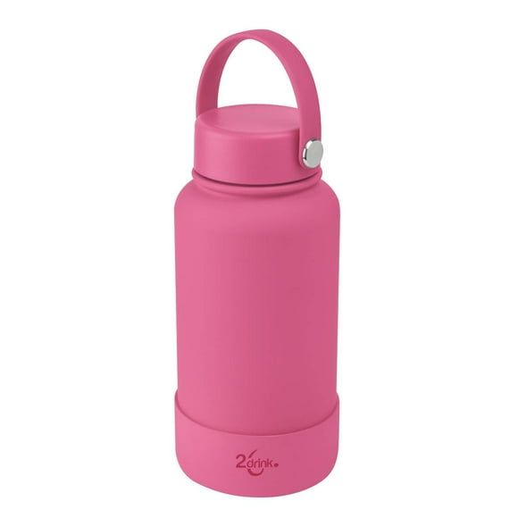 Termo de acero inoxidable con base de silicón-dugme rosa 9.5 x 20.5
