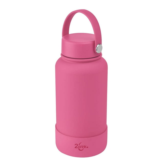 Termo de acero inoxidable con base de silicón-dugme rosa 9.5 x 20.5