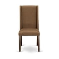 thumbnail image 5 of 7 Piece Dining Set - Rectangle Table & 6 Upholstered Parson Chairs - Mahogany Finish, 5 of 6