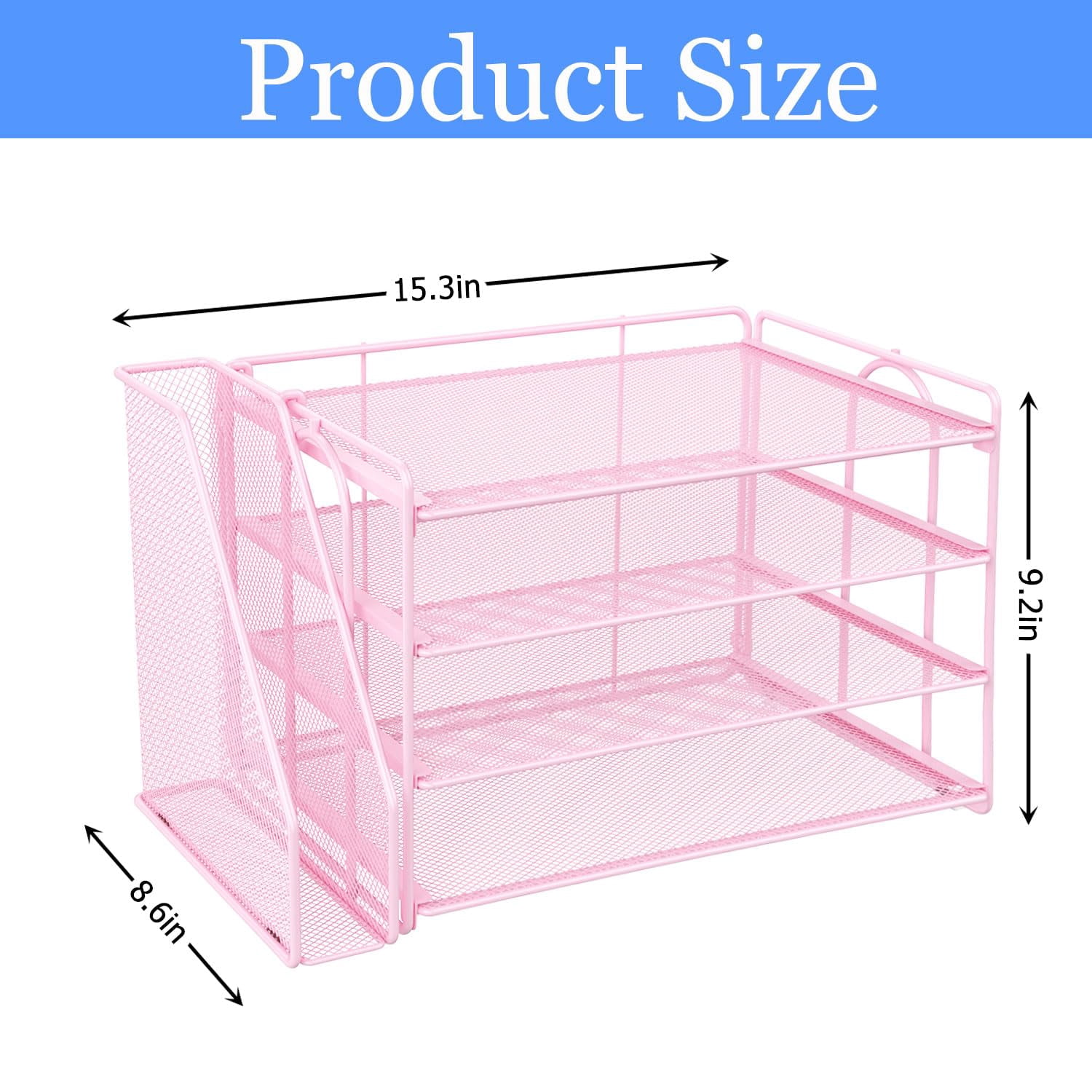 4-tier Paper Organizer With Magazine Holder  Desk Organizers And Accessories & Workspace File For Office Supplies Storag (pink 4-tier)