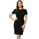 thumbnail image 1 of Vestido de tubo para mujer, informal, de negocios, cuello redondo, manga corta, vestidos ajustados de punto Negro XS, 1 of 5